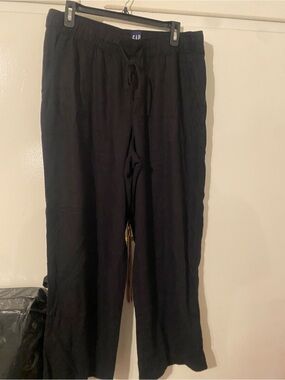 GAP Black Wide-Leg Drawstring Pants